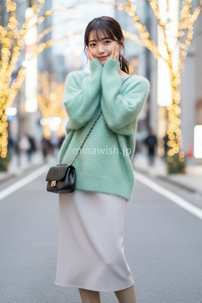 40代の冬を明るく彩るきれい色ニット。大人が素敵に見える選び方と着こなし