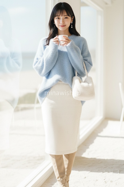 40代の冬を明るく彩るきれい色ニット。大人が素敵に見える選び方と着こなし