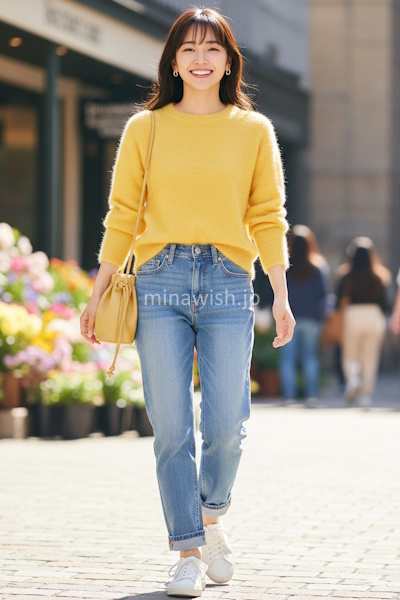 40代の冬を明るく彩るきれい色ニット。大人が素敵に見える選び方と着こなし