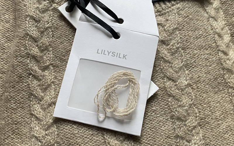 LILYSILK　ケーブル編み セミシアーニット カシミアセーター　￥29,400