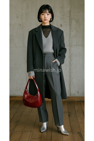 進化系オフィス＆ディナー「グレー×チェリーレッドの都会派マニッシュ」